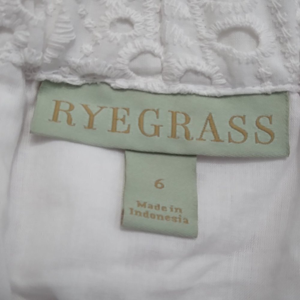 Rye Grass | NWT White Cotton Eyelet Lace Elastic Waist Skirt | Size 6 - Picture 7 of 10